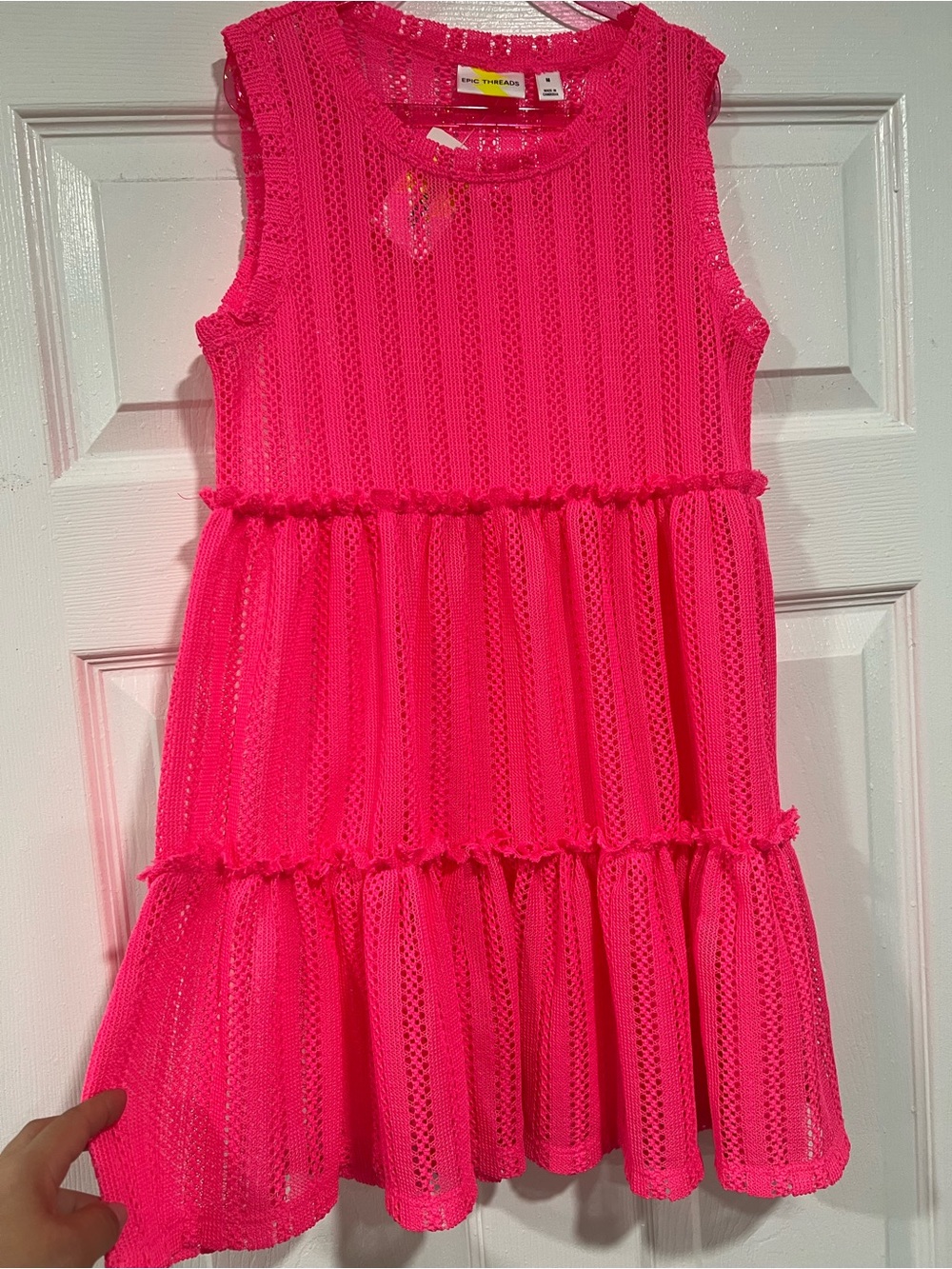 Epic Threads Bright Hot Pink Tiered Lace Dress
